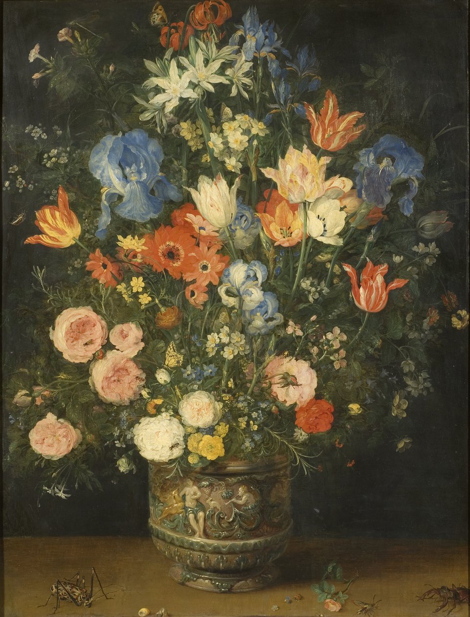 Stilleben med blommor i en skulpterad burk, c.1620-24 av Jan the Elder Brueghel