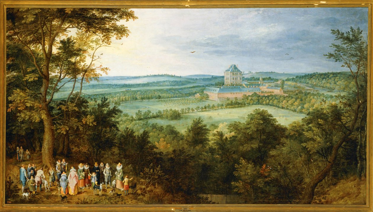 Ärkehertigarna går på jakt ... (målning på duk) av Jan the Elder Brueghel