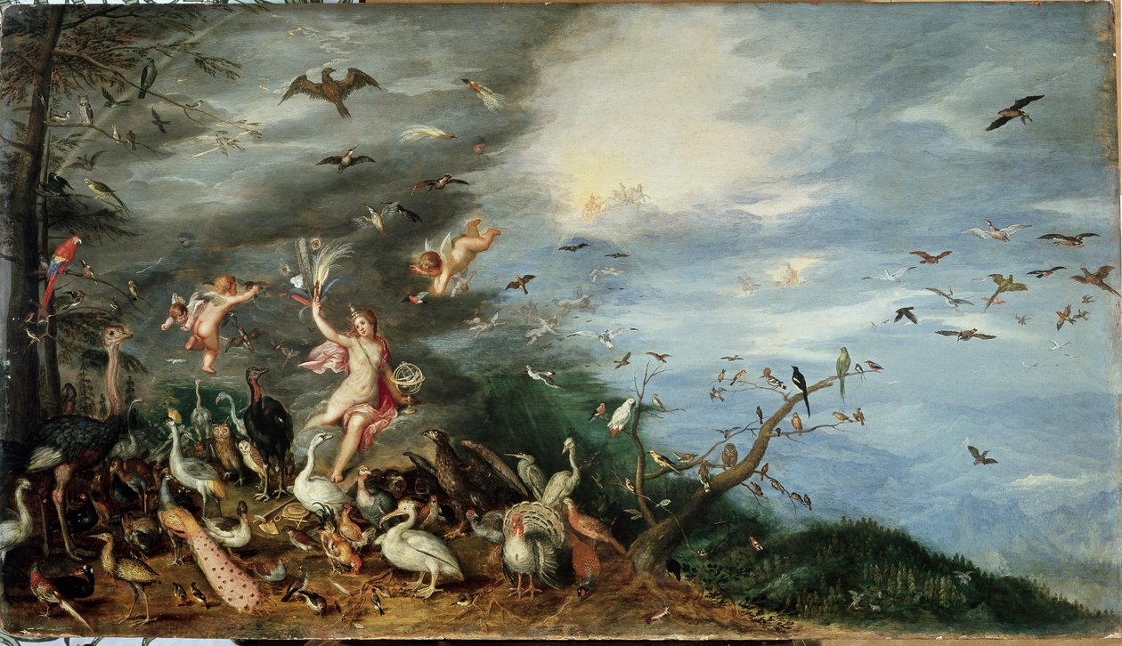 De fyra elementen: allegori av luft (olja på panel av Jan the Elder Brueghel