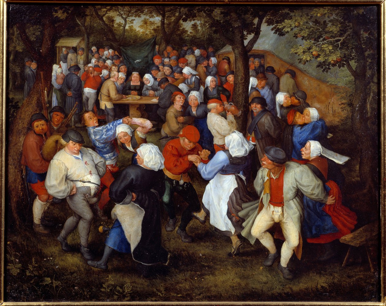 Rosfesten eller bröllopsdansen. Målning av Jan I Brueghel Dit De Velours (1568-1625) Ec. Flam av Jan the Elder Brueghel