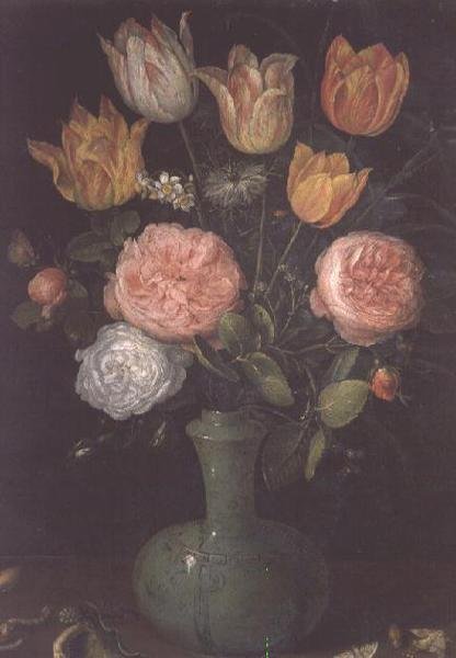 Vas med blommor med diamanter på bordet av Jan the Elder Brueghel