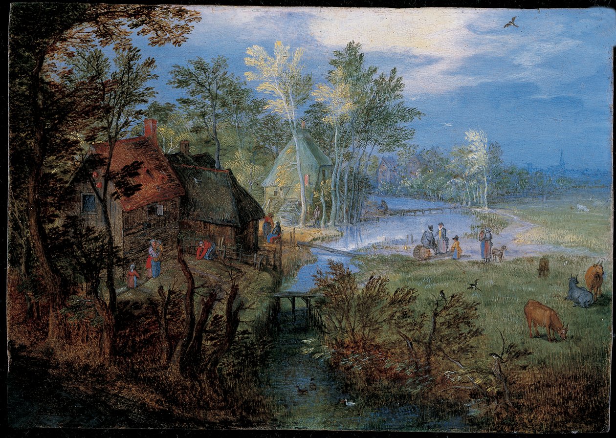 By med bönder och djur av Jan the Elder Brueghel