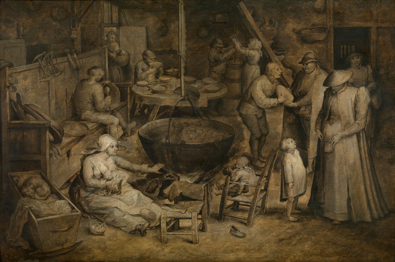 Besök hos bönderna (olja på panel) av Jan the Elder Brueghel