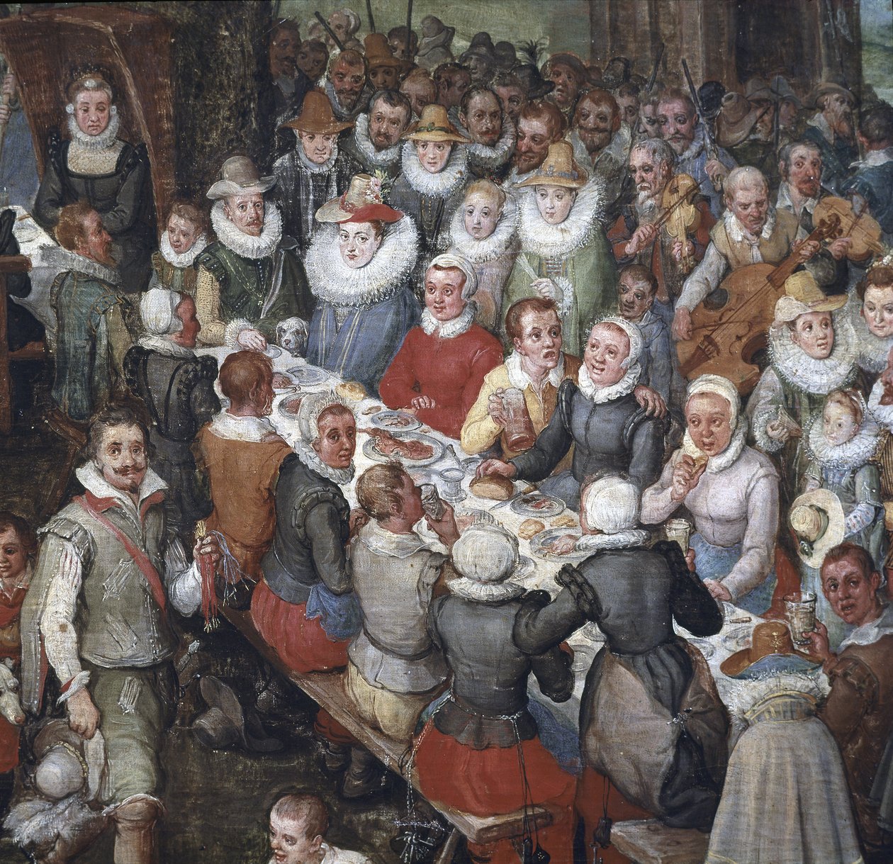 Bröllopsbankett ledd av ärkehertig Albert av Österrike och ärkehertiginnan, Detalj av Jan the Elder Brueghel
