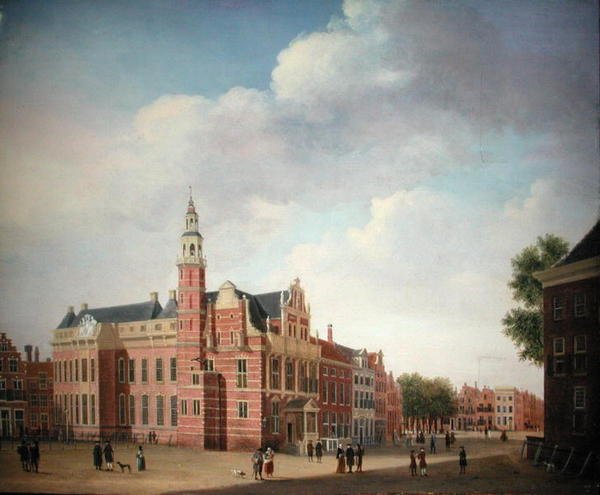 Utsikt över det gamla rådhuset, Haag av Jan the Elder Ekels