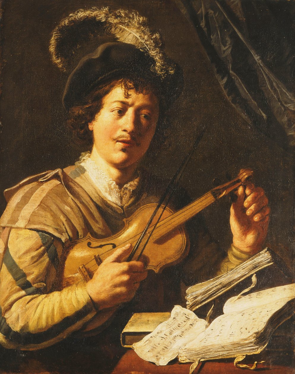En ung man som stämmer en fiol, c.1623-5 av Jan the Elder Lievens