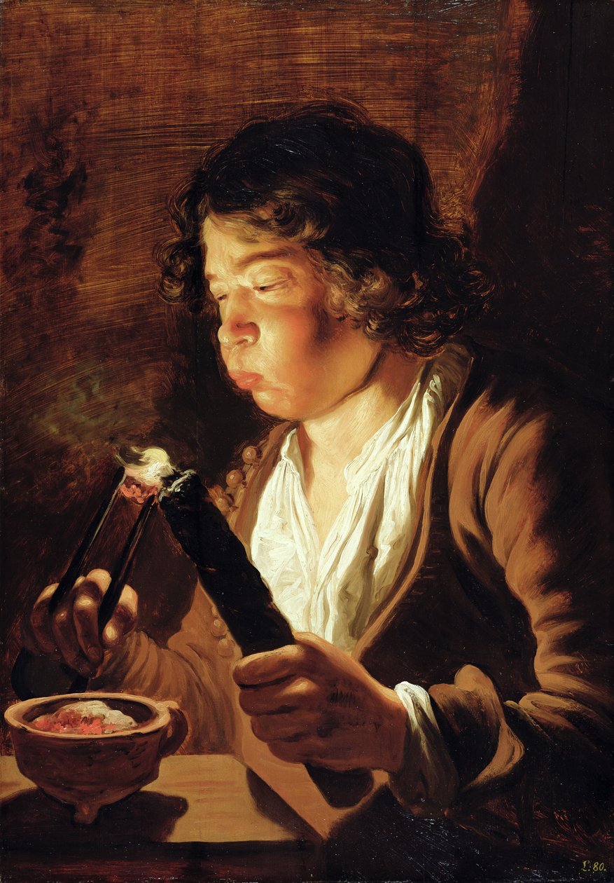 Fire and Childhood: Boy with Fire Tongs and Torch, 1623-25  av Jan the Elder Lievens