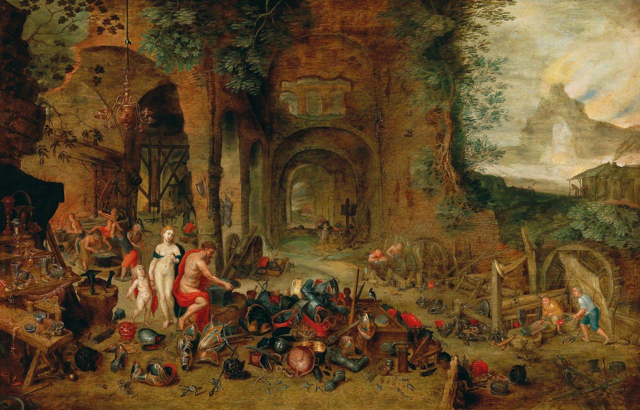 Venus i Vulcans smedja av Jan the Younger (workshop) Brueghel