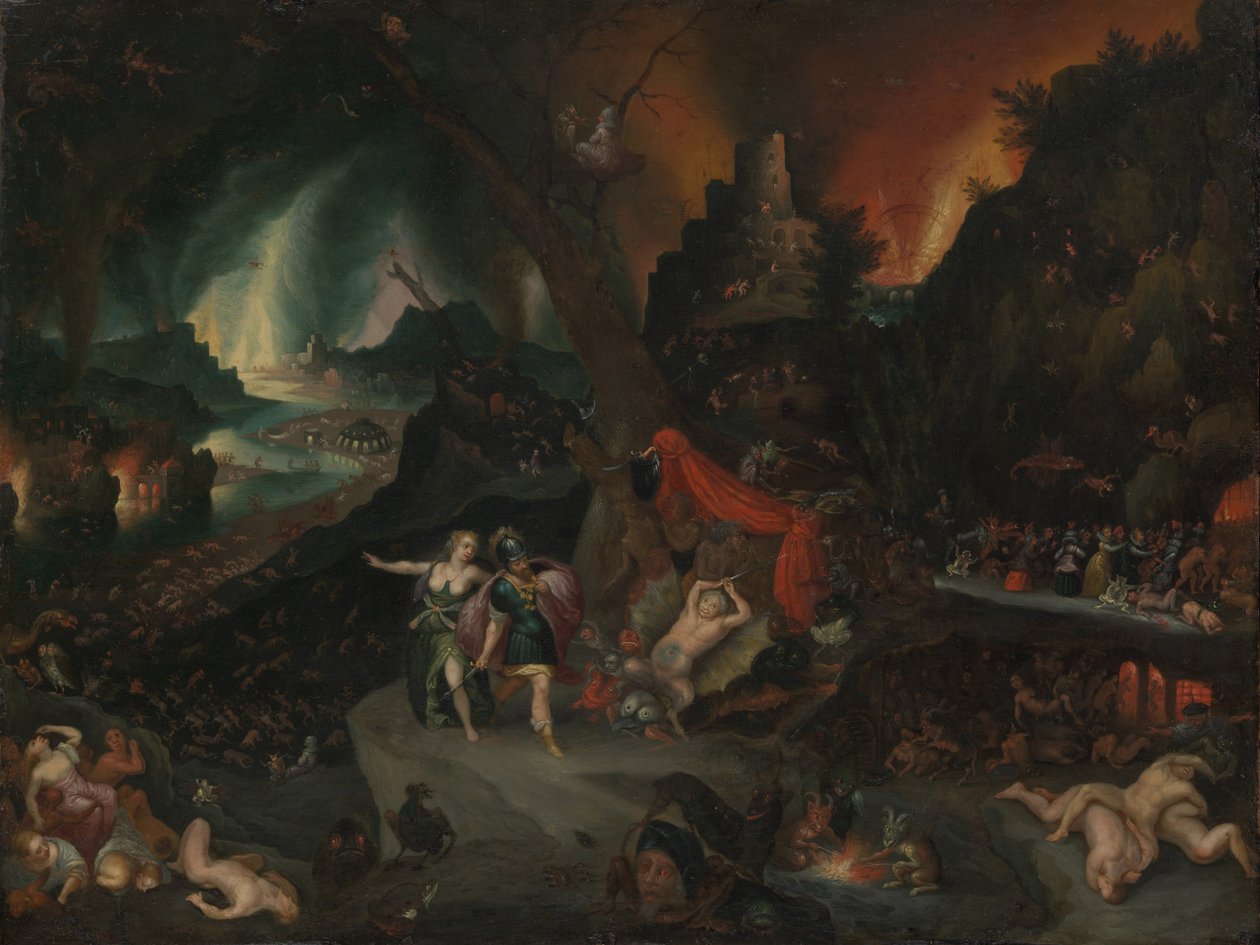 Aeneas och Sibylla i underjorden av Jan the Younger Brueghel