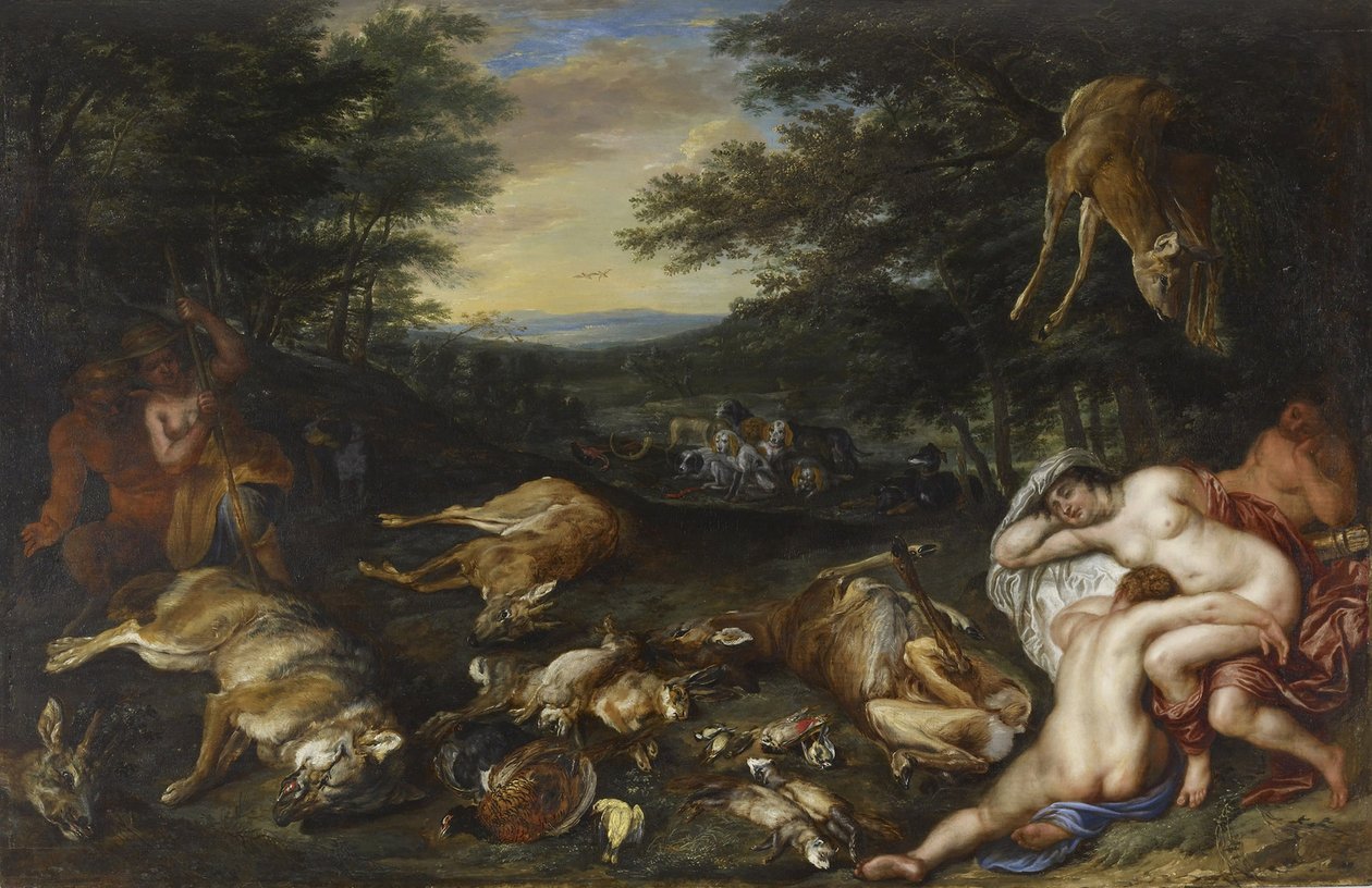 Diana och hennes nymfer efter deras jakt, 1630-39 av Jan Brueghel the Younger