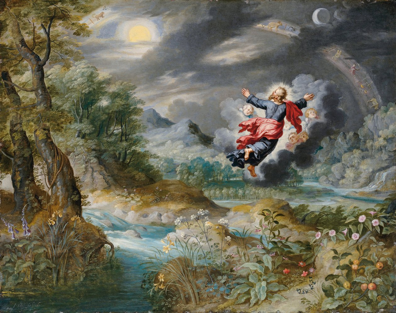 Gud skapade solen, månen och stjärnorna i Firmamentet, ca 1650 av Jan Brueghel the Younger