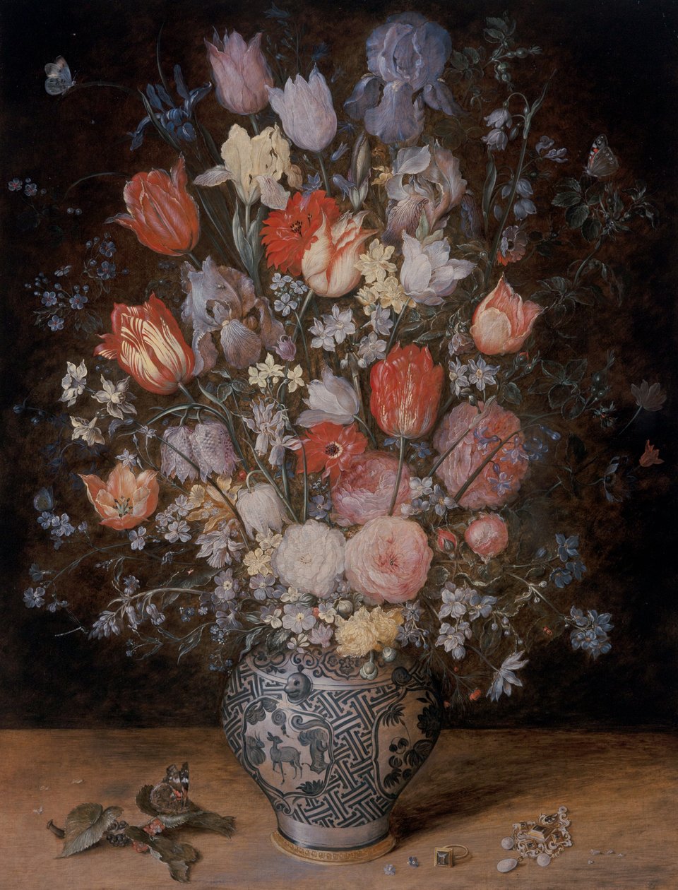 Stilleben Av Blommor I En Träbalja av Jan the Younger Brueghel