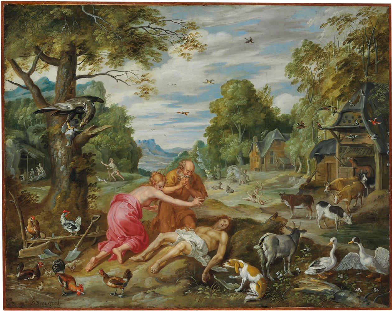 Abels död, från berättelsen om Adam och Eva av Jan Brueghel the Younger