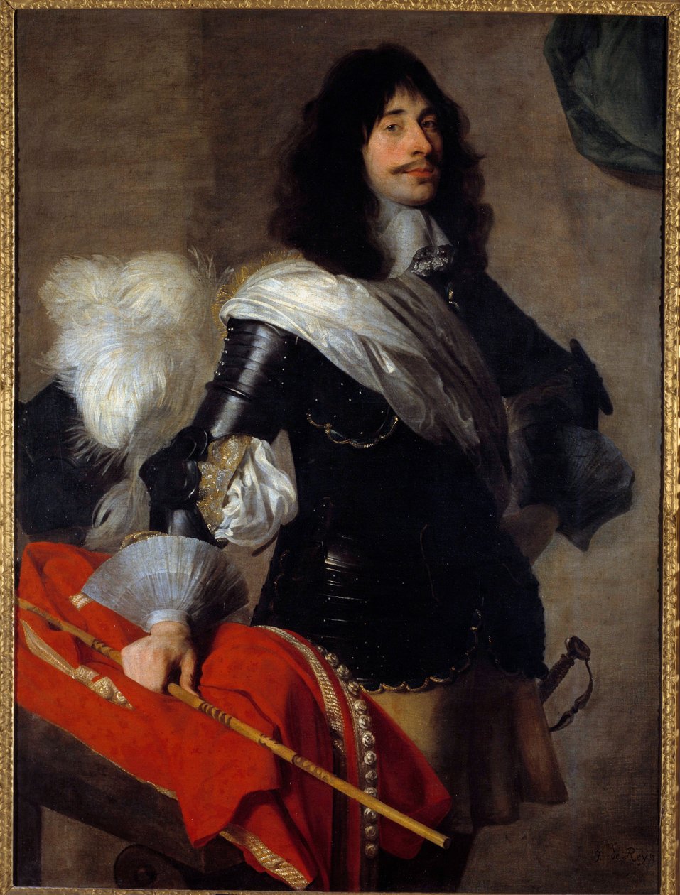 Porträtt av Pierre Corneilles ljumskeson i uniform som kapten för hästlegerarna (Chevau legers, cirka 1667 Målning av Jean de Reyn (1610-1678) 1600-talets Versailles, musée Lambinet av Jan van Ryn