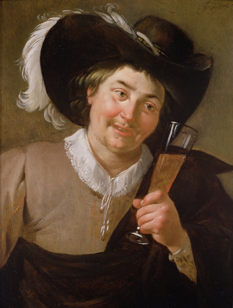 Porträtt av en man som håller ett vinglas av Jan van Bijlert or Bylert