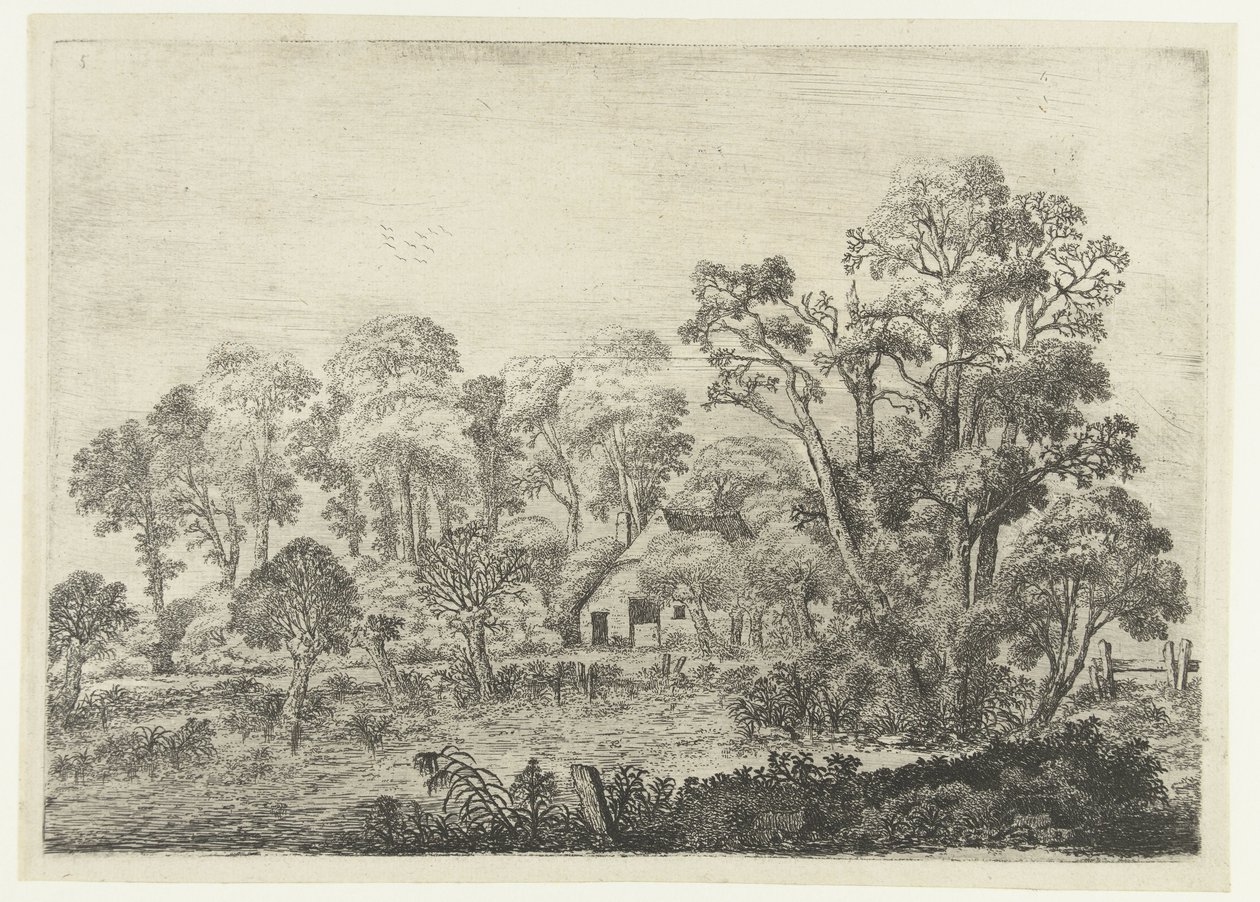 Landskap med en gård nära en damm Landskap (serietitel) av Jan van Brosterhuyzen
