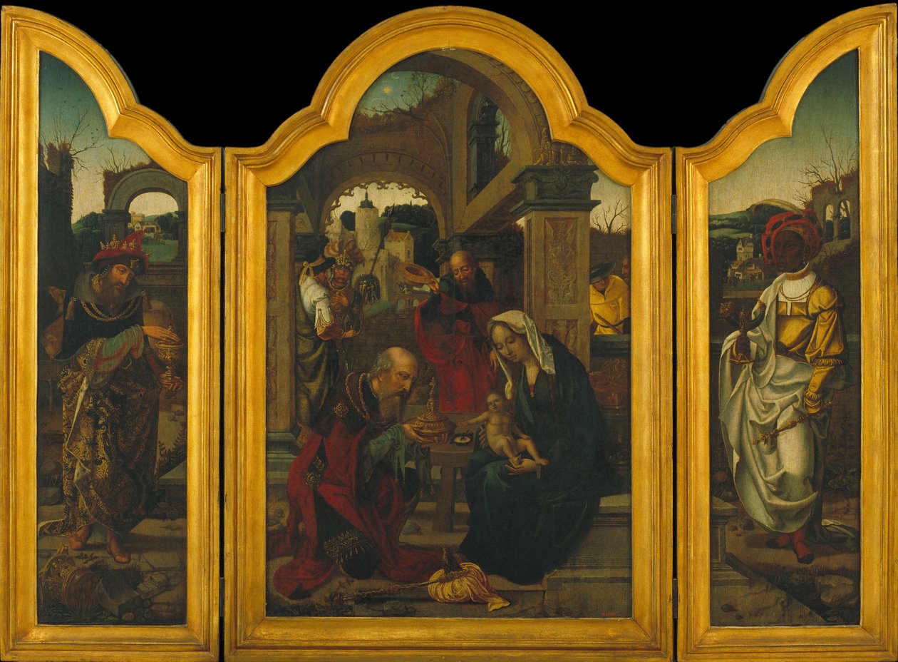 Triptych with the Epiphany av Jan van Dornicke
