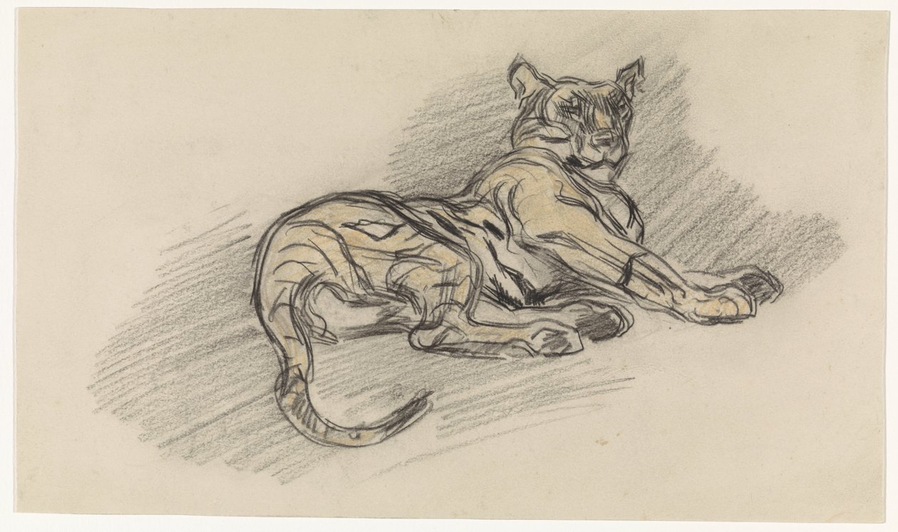 Liggande tiger, vänd åt höger av Jan van Essen