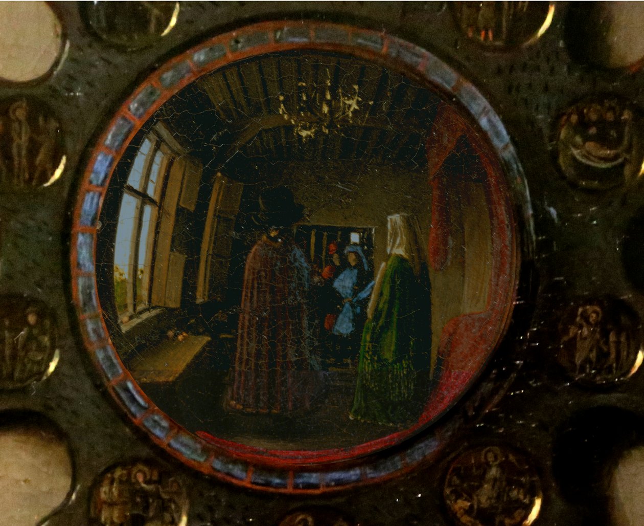 Detalj ur porträttet av Giovanni Arnolfini och hans hustru av Jan van Eyck