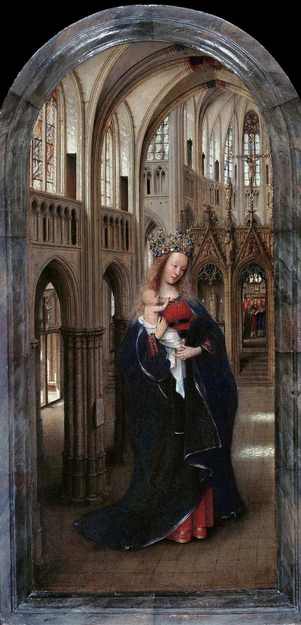 Tyska: Die Madonna in der Kirche Madonnan i kyrkan av Jan van Eyck