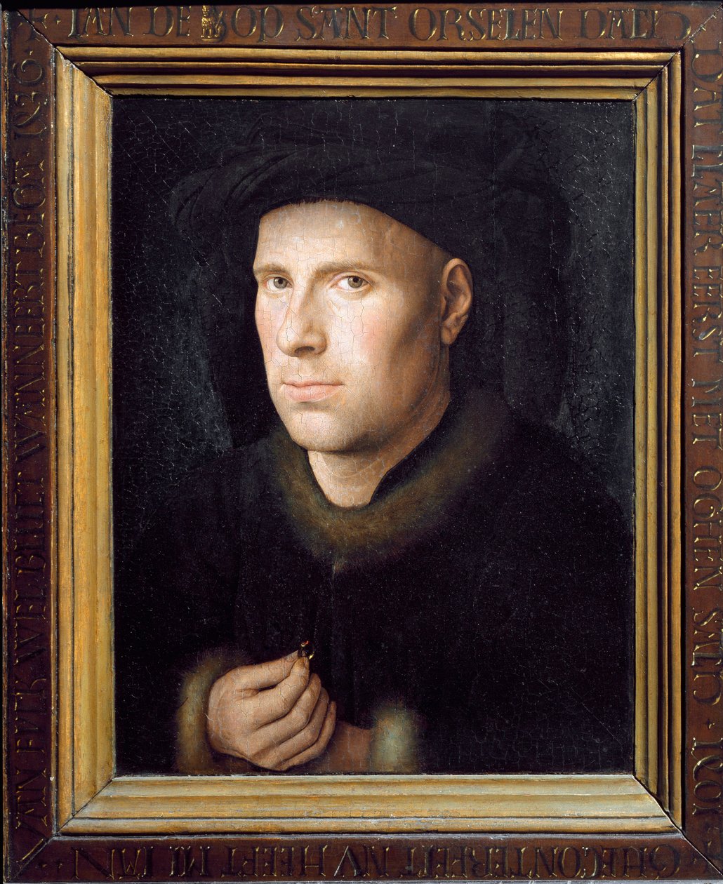 Porträtt av Jan De Leeuw (olja på trä av Jan van Eyck