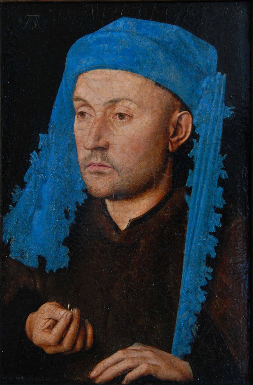 Porträtt av en man med en blå chaperon Man med ring av Jan van Eyck