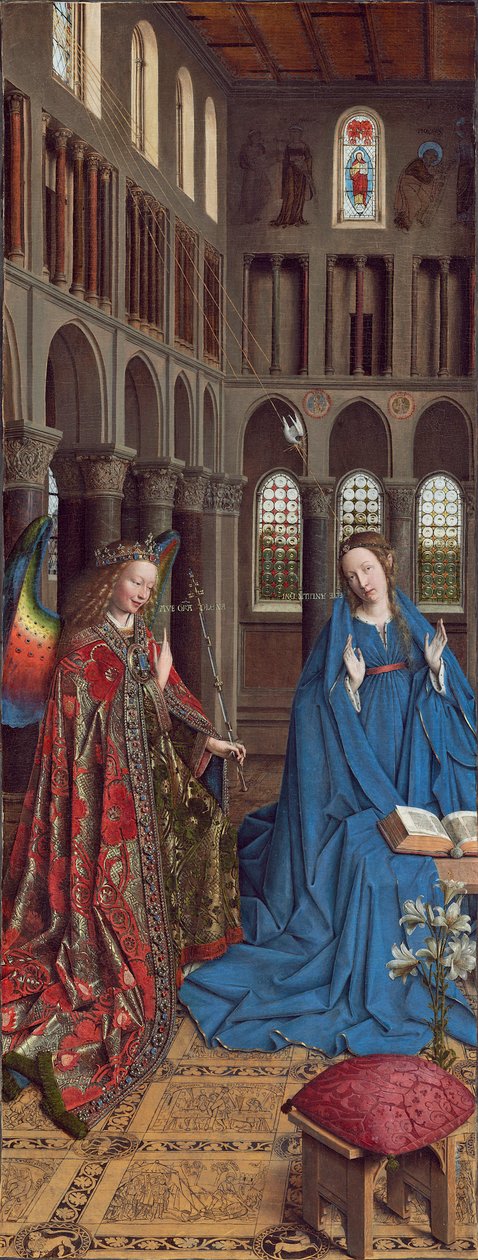 Bebådelsen, c. 1434-36 (olja på duk) av Jan van Eyck