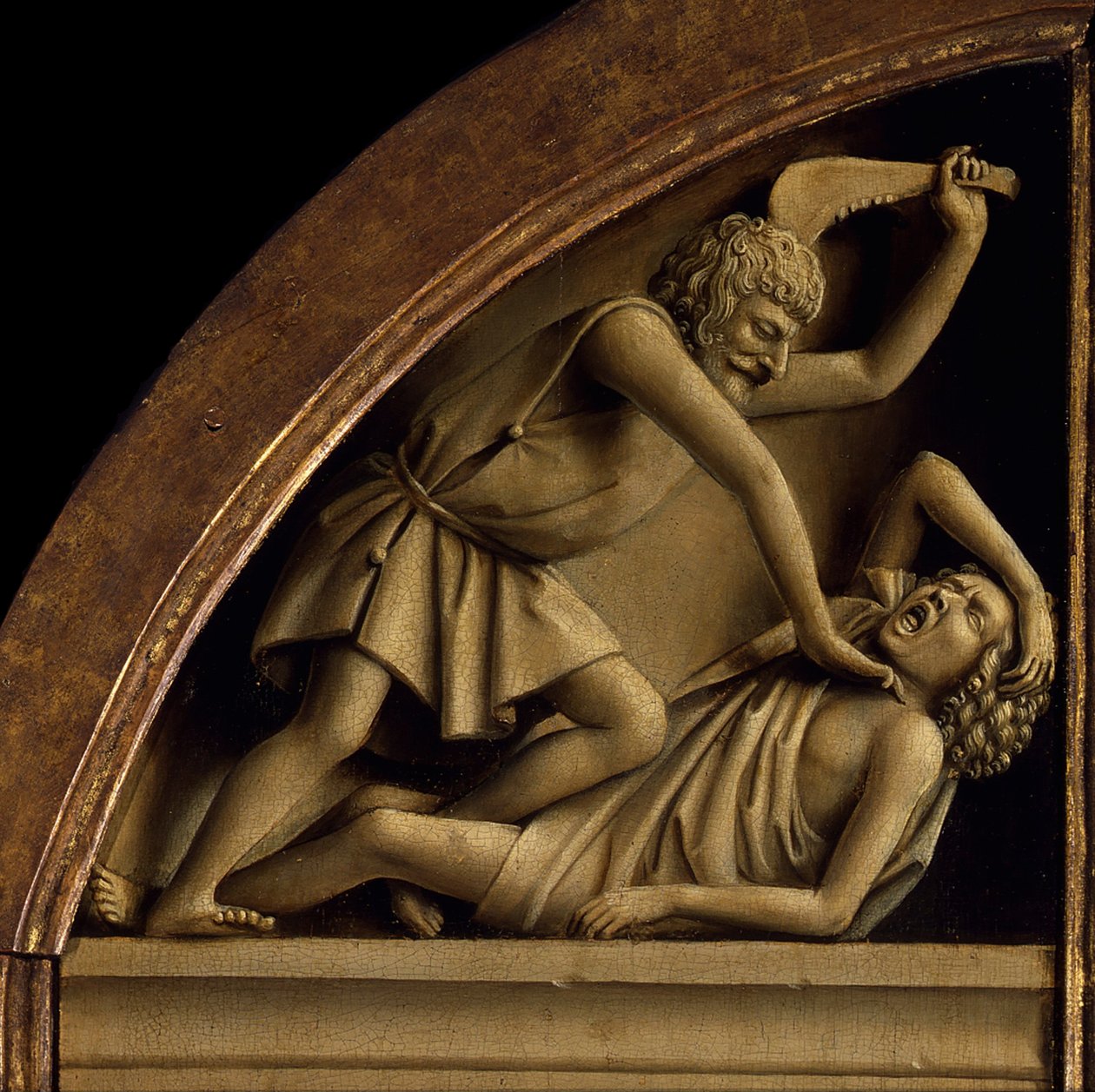 Gents altartavla. Tillbedjan av det mystiska lammet: Kain dödar Abel, 1432. av Jan van Eyck
