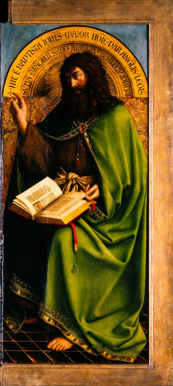 Gents altartavla. Tillbedjan av det mystiska lammet: Johannes Döparen, 1432. av Jan van Eyck