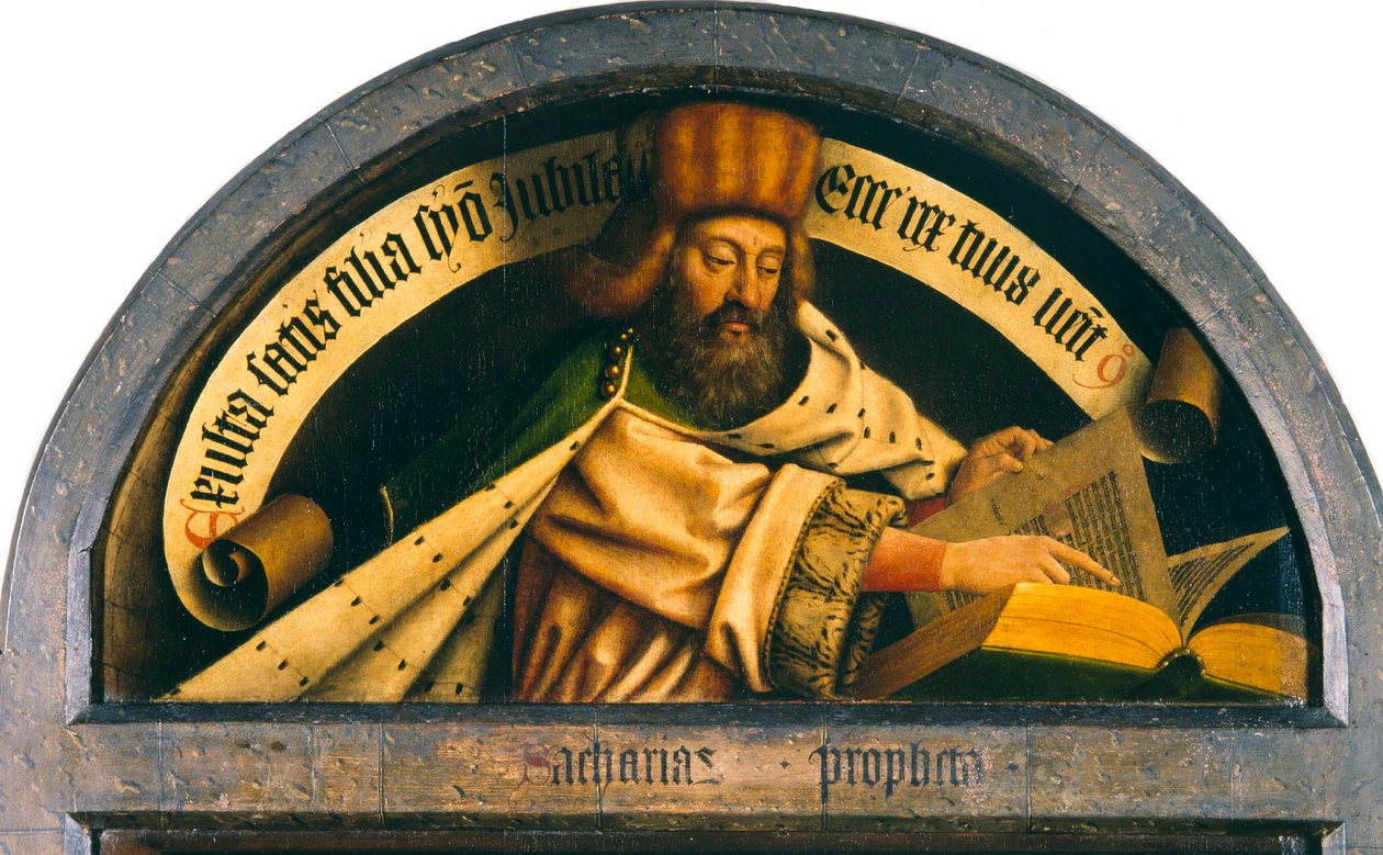 Gents altartavla. Tillbedjan av det mystiska lammet: Profeten Zechariah, 1432. av Jan van Eyck