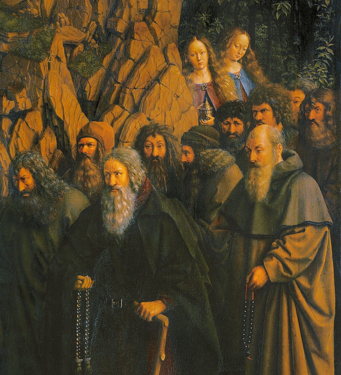 Eremiterna guidade av St. Christopher från högra sidan av Gents altartavla av Jan van Eyck