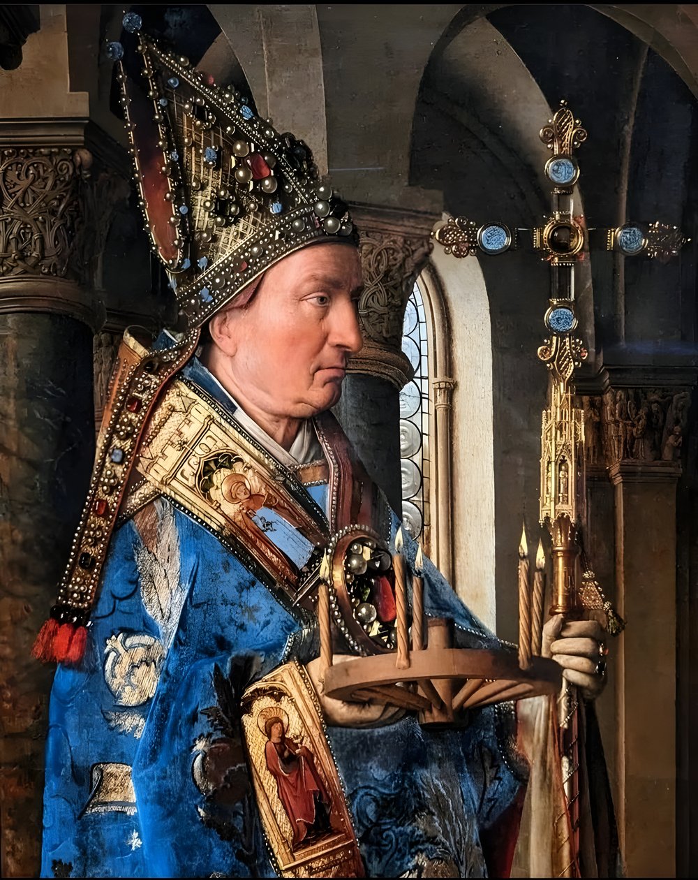 Jungfru Maria med barnet och Canon van der Paele av Jan van Eyck