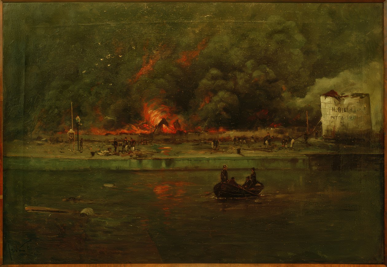 Bränning av petroleumförråd av Jan van Genegen
