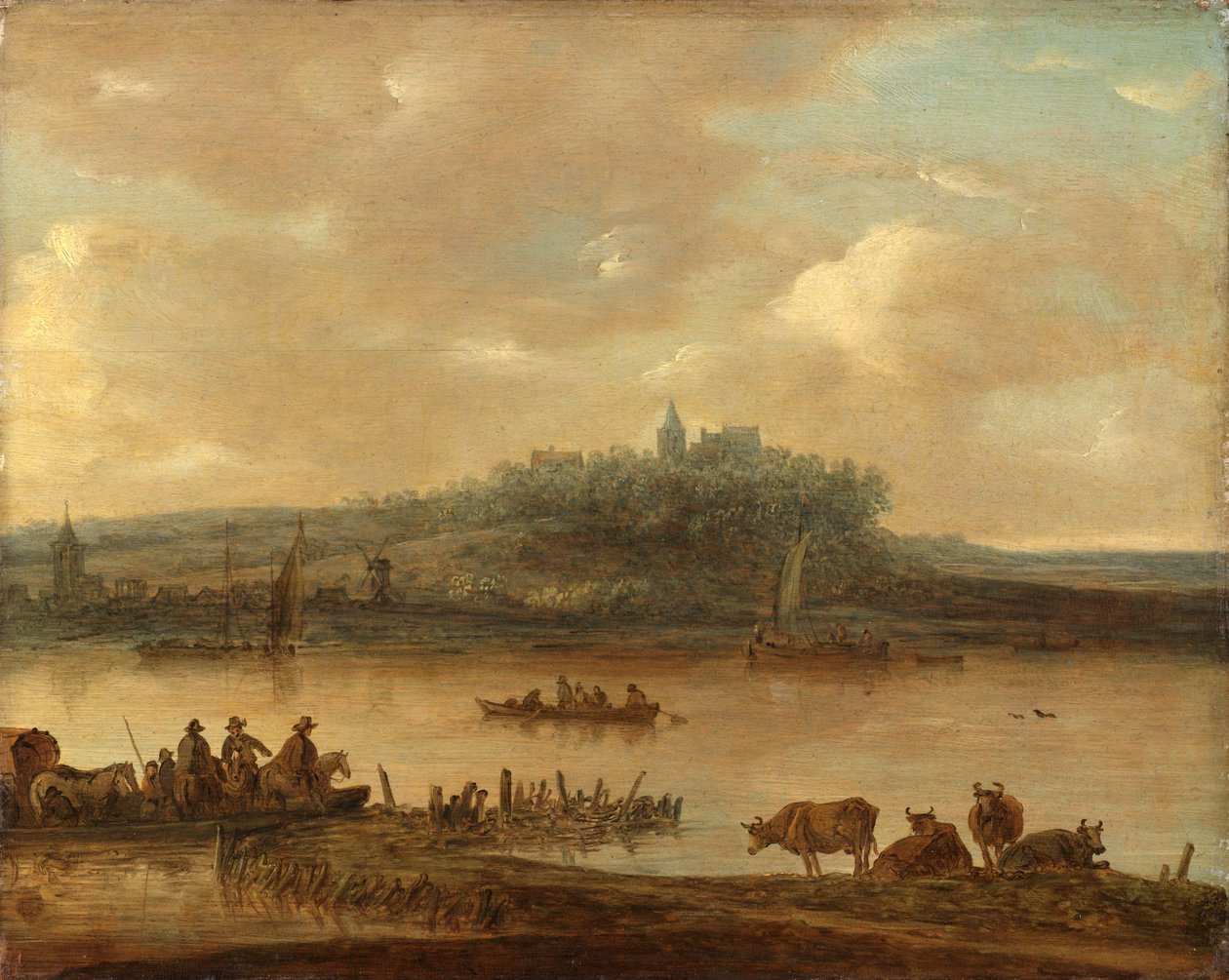 Utsikt över Rhen och Elterberg av Jan van Goyen (manner of)
