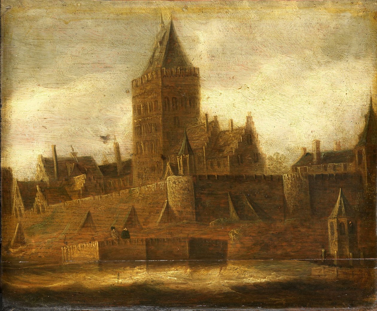 Utsikt över Valkhof i Nijmegen av Jan van Goyen (manner of)