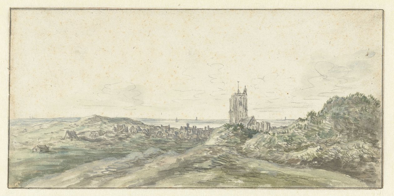 Utsikt över Egmond aan Zee av Jan van Goyen (possibly)