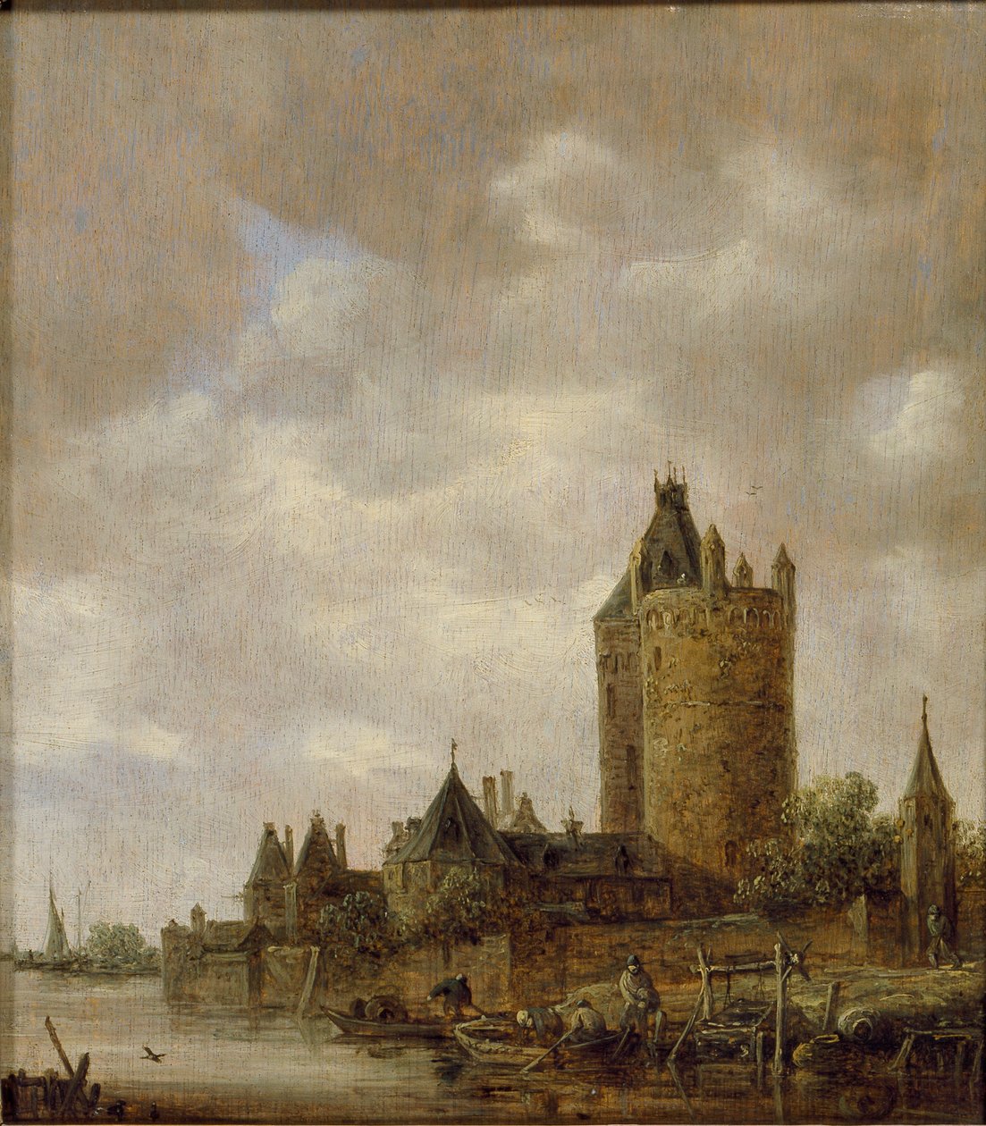 Ett slott vid en flod, 1647 av Jan van Goyen