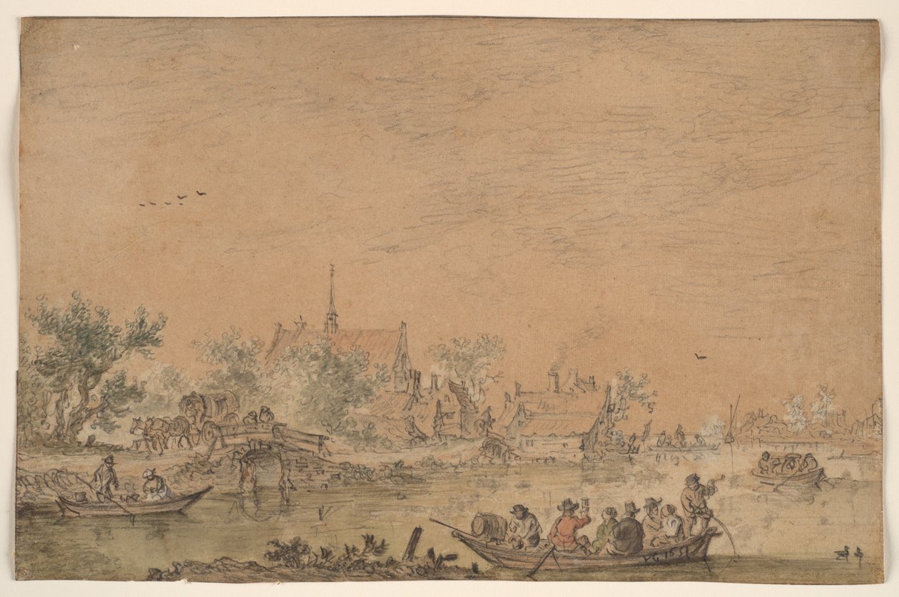 Båtsällskap på en flod av Jan van Goyen