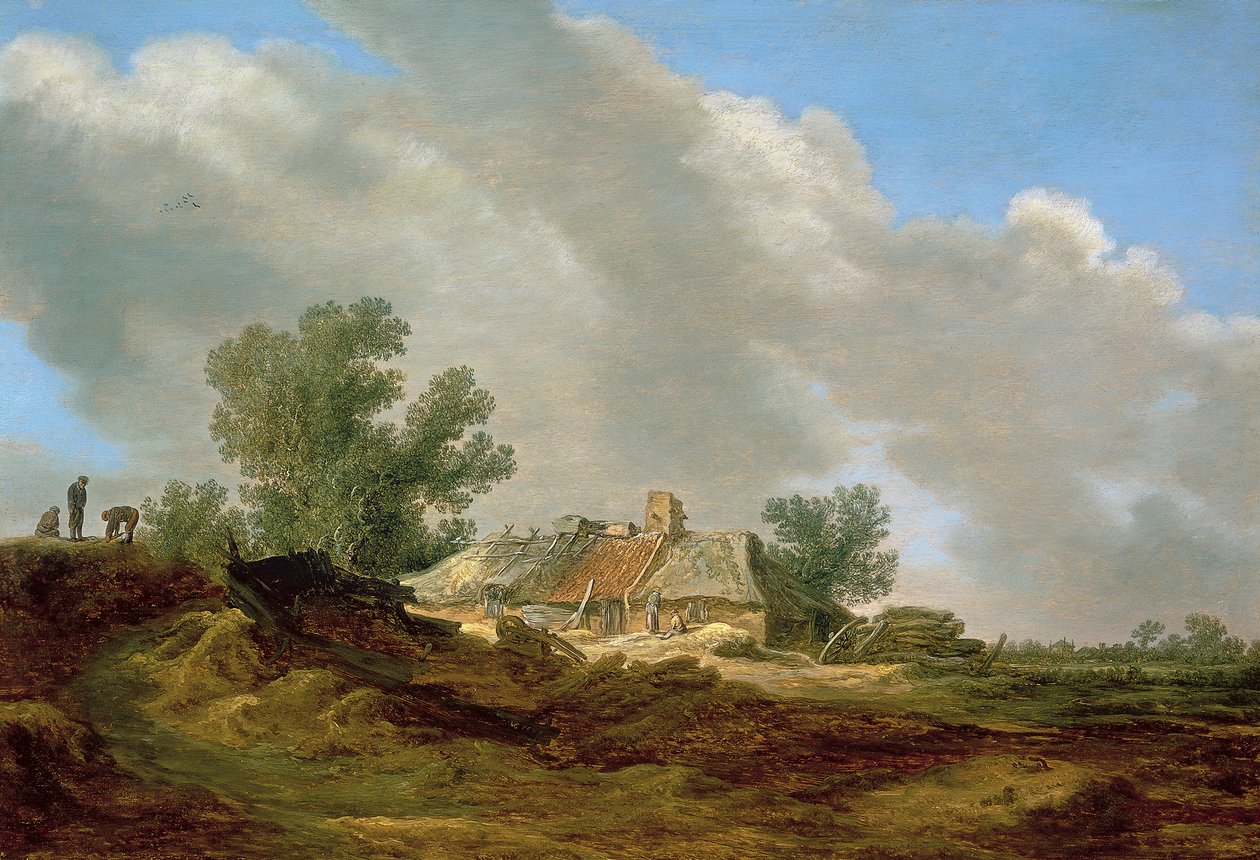Dynlandskap med stuga och figurer av Jan van Goyen