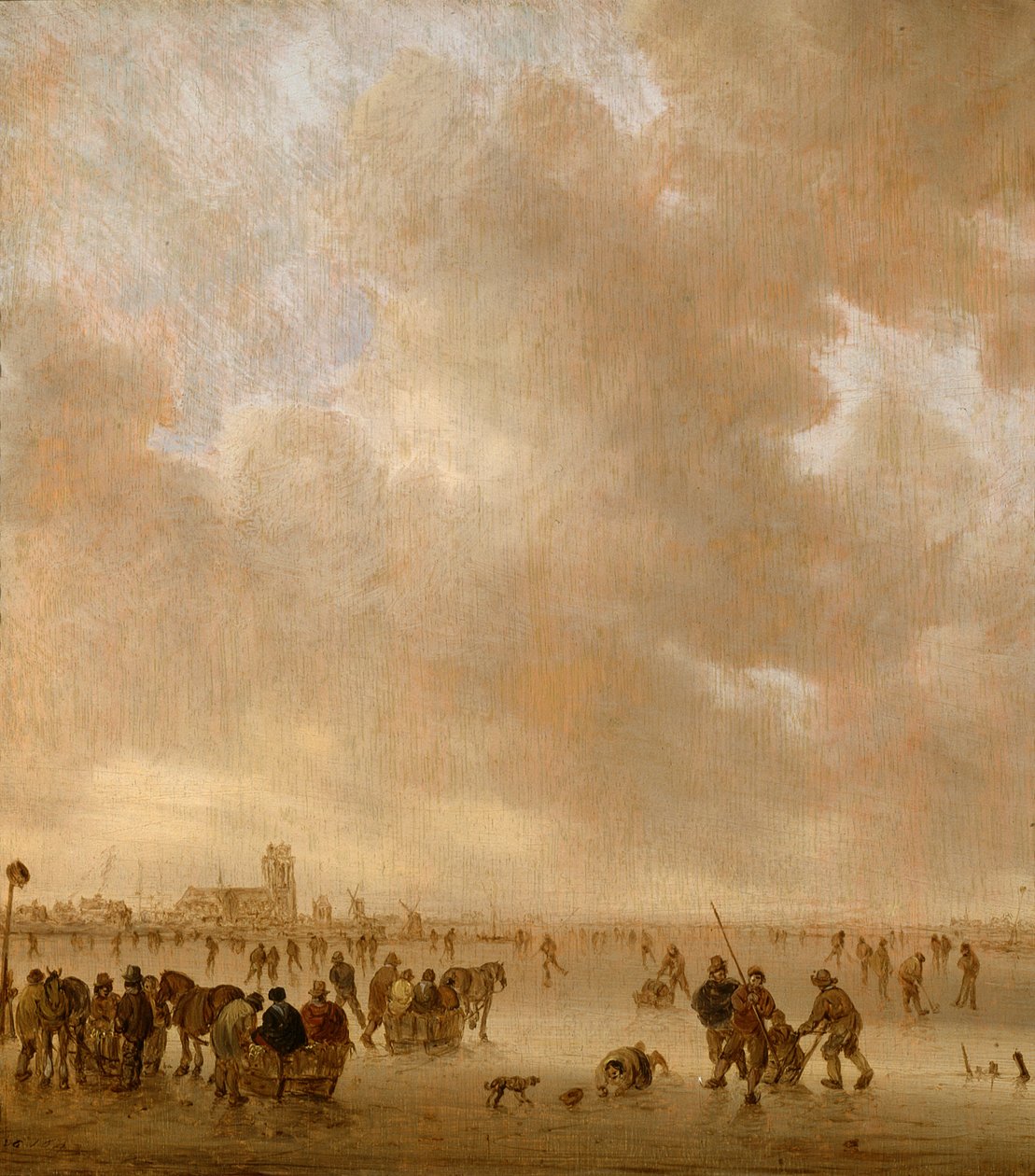 På isen nära Dordrecht av Jan van Goyen