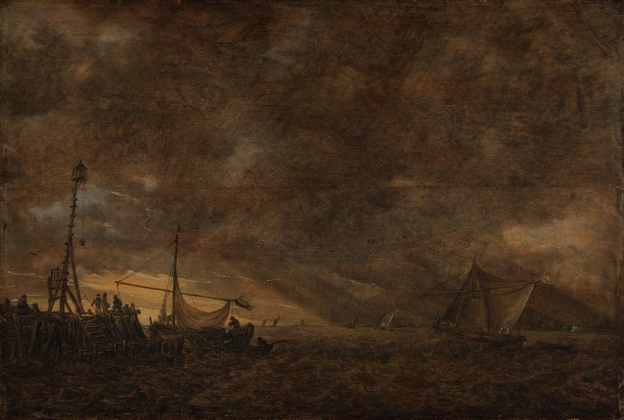 Havsstycke med annalkande åskväder av Jan van Goyen