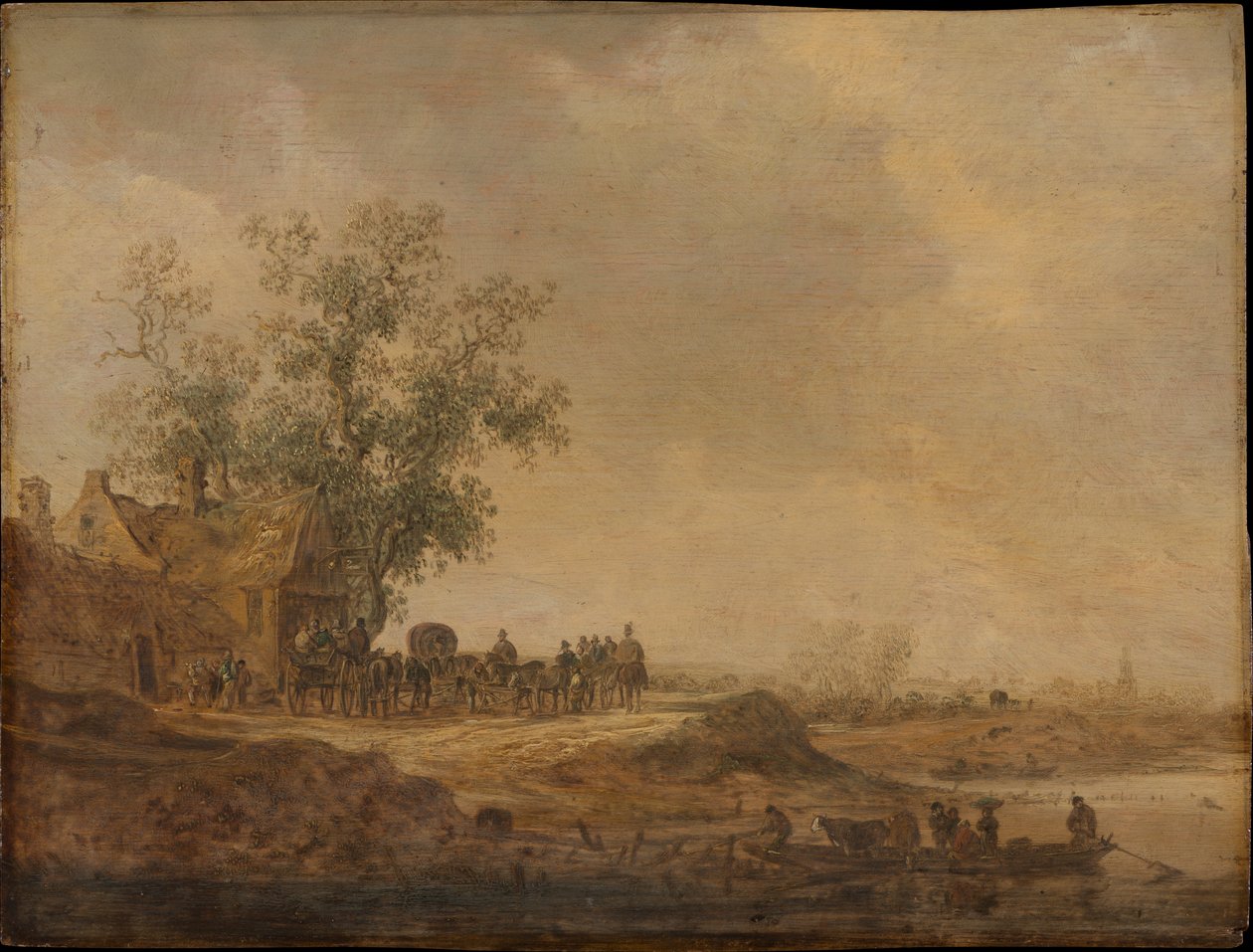 Stoppet framför värdshuset av Jan van Goyen