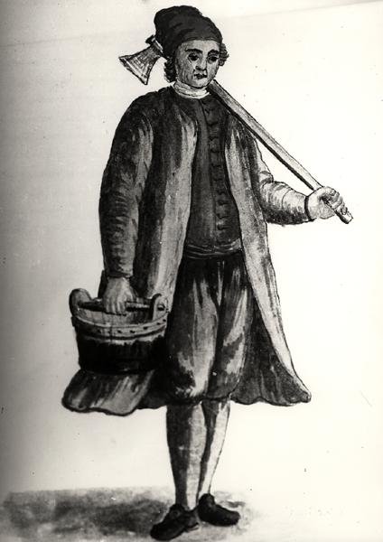 En arbetare från det venetianska arsenalet (akvarell på papper) (s/v foto) av Jan van Grevenbroeck