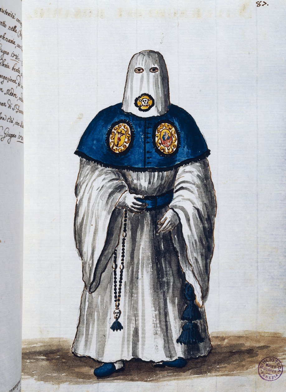 Ärkebröderskap för rosenkransens rösträtt, grundat i Kyrkan av den helige Andes systrar i Venedig, volym II, f 87, av Giovanni di Grevembroch eller Grevenbroch (1731-1807) av Jan van Grevenbroeck