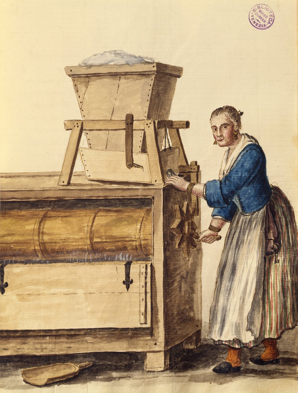 Boltande mjöl (penna & bläck och akvarell på papper) av Jan van Grevenbroeck
