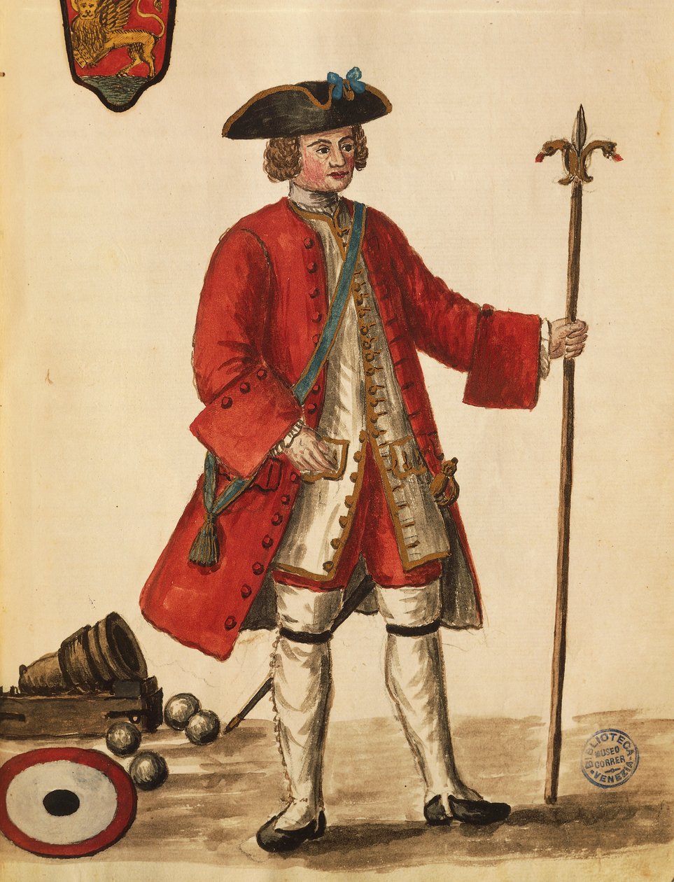 Bombista från venetianska skepp, av Jan van Grevenbroeck eller Giovanni Grevembroch (1731-1807), Gli Abiti de Veneziani, från illustrerad kostymbok, akvarell av Jan van Grevenbroeck