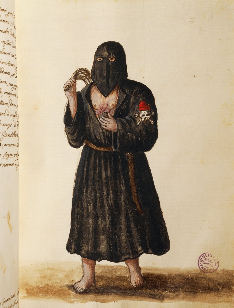 Confraternity of Penitents, som åtföljer begravningsprocessionen av viktiga medborgare till Markuskyrkan i Venedig, volym II, f 89, av Giovanni di Grevembroch eller Grevenbroch (1731-1807) av Jan van Grevenbroeck
