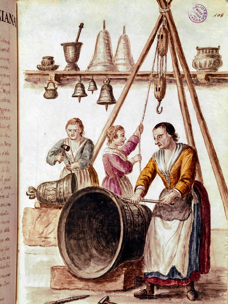Hantverk: klockmakaren Akvarellteckning och tusch från ett manuskript av Jan van Grevenbroeck (eller Giovanni Grevembroch (Grevenbroch) (1731-1807) av Jan van Grevenbroeck