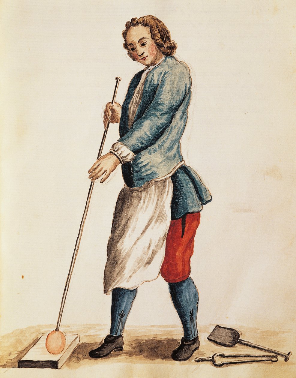 Glasblåsare av Muranoglas, illustration från illustrerad bok med venetianska dräkter, av Jan Grevenbroeck (1731-1807), akvarell, Italien av Jan van Grevenbroeck