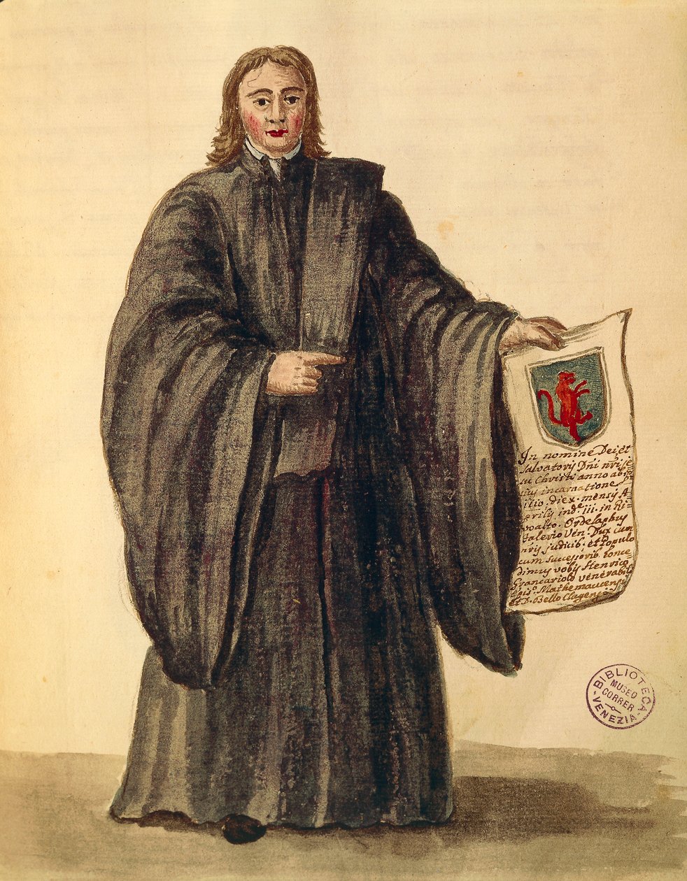 Chioggias stora kansler, av Jan van Grevenbroeck eller Giovanni Grevembroch (1731-1807), Gli Abiti de Veneziani, från illustrerad kostymbok, akvarell av Jan van Grevenbroeck